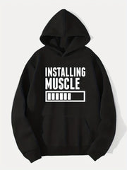 Muscle Print Hoodie for Men - Casual Graphic Pullover Sweatshirt