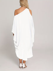 One Shoulder Cover Up Shirt Asymmetrical Neck Loose Fit