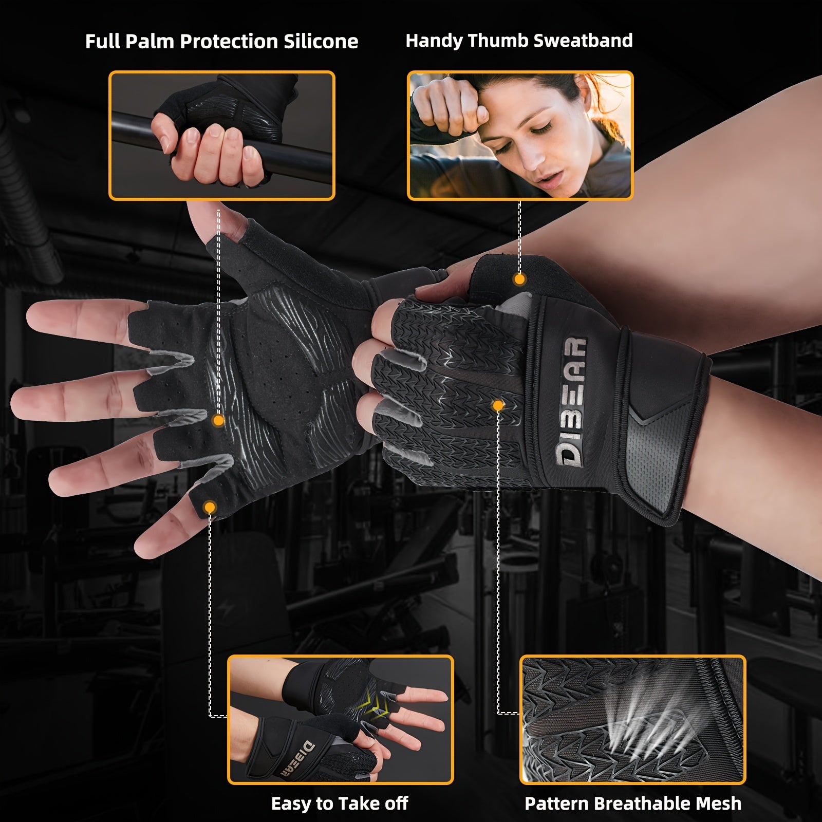 Non slip Fitness Training Gloves Breathable Wear resistant Half Finger Gloves