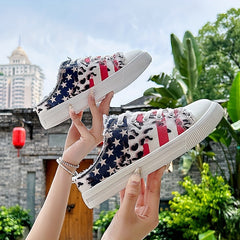 Women's Stars & Striped Lace Up Canvas Shoes Lightweight Casual Shoes