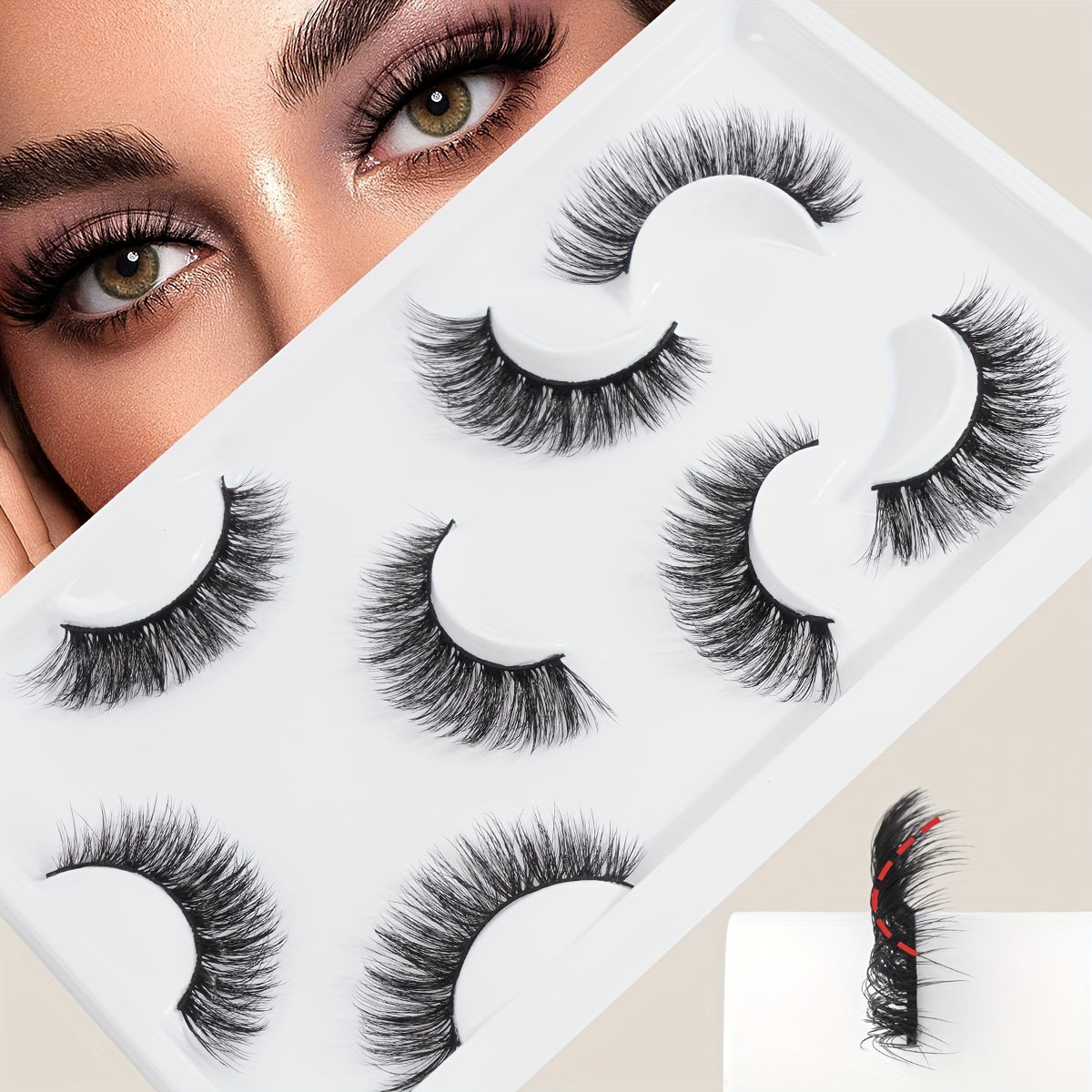4 Pairs Natural Wispy Long 3D Faux Mink Cross False Eyelashes