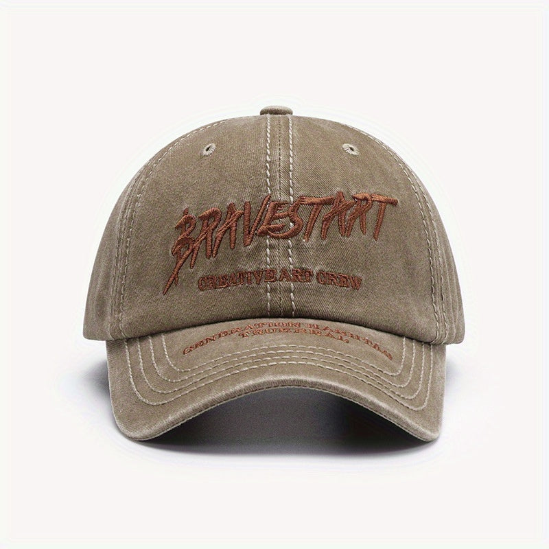 Vintage Letter Embroidery Baseball Cap Washed Distressed Dad Hats