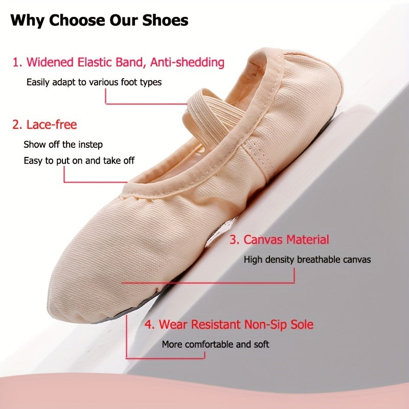 Kids Solid Dance Shoes Soft Sole Training Ballet Shoes