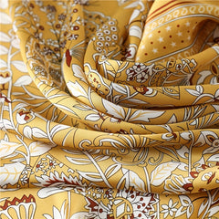 Flower Print Bandana Neckerchief Silk Scarf for Women