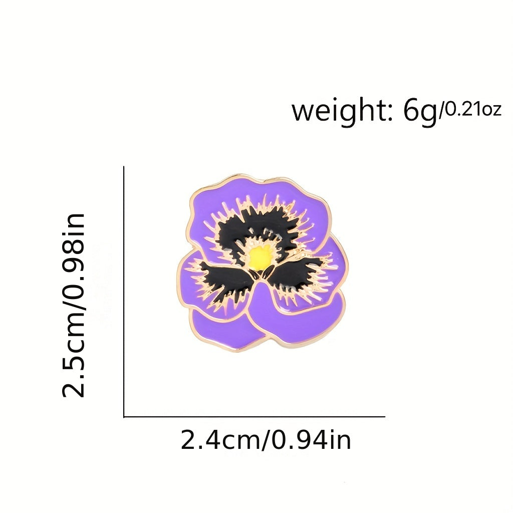 Purple Flower Enamel Lapel Pin Brooch Cartoon Corsages Shirt Collar Badge