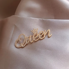 Queen Crown Rhinestone Brooch Pins Crystal Flower Brooch