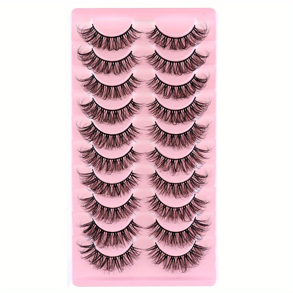 10 Pairs Dramatic Long False Eyelashes Natural Reusable Extensions