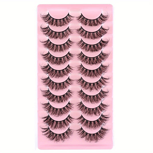 10 Pairs Dramatic Long False Eyelashes Natural Reusable Extensions