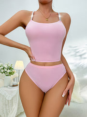 Ribbed Bra & Panties Lingerie Set