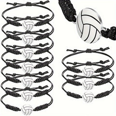 10pcs Volleyball Charm Bracelet, Adjustable Unisex Friendship Bracelet