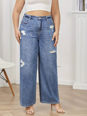 Casual High Rise Wide Leg Jeans