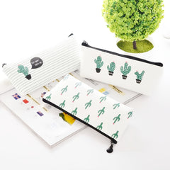 Canvas Cactus Pencil Case - Organize Your Office Supplies in Style!