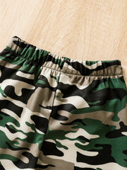 Boys Camo Casual Outfit Shirt & Shorts Set
