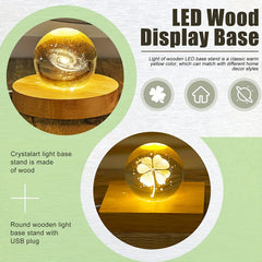 2pcs Wooden LED Display Base Stand for 3D Crystal Glass Art