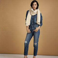 Apricot Cotton Knitted Shawls Long Wraps Scarf Windproof Warm Cape