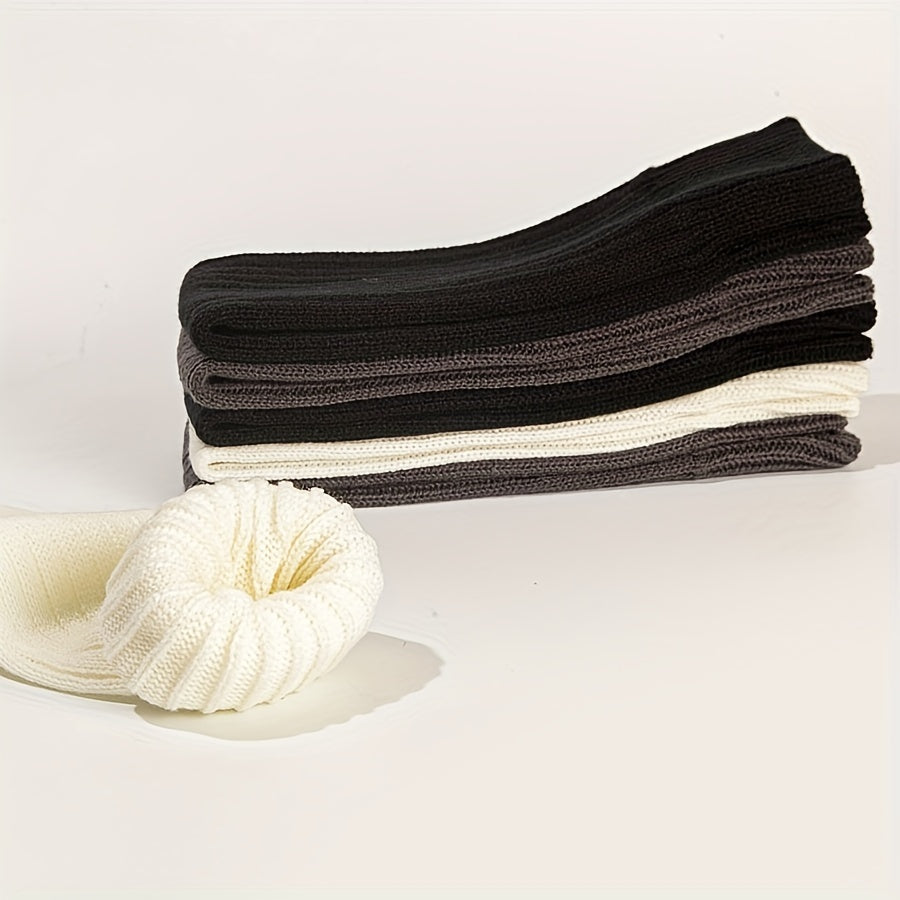 2 Pairs Solid Leg Warmers & Knee High Socks Women's Stockings