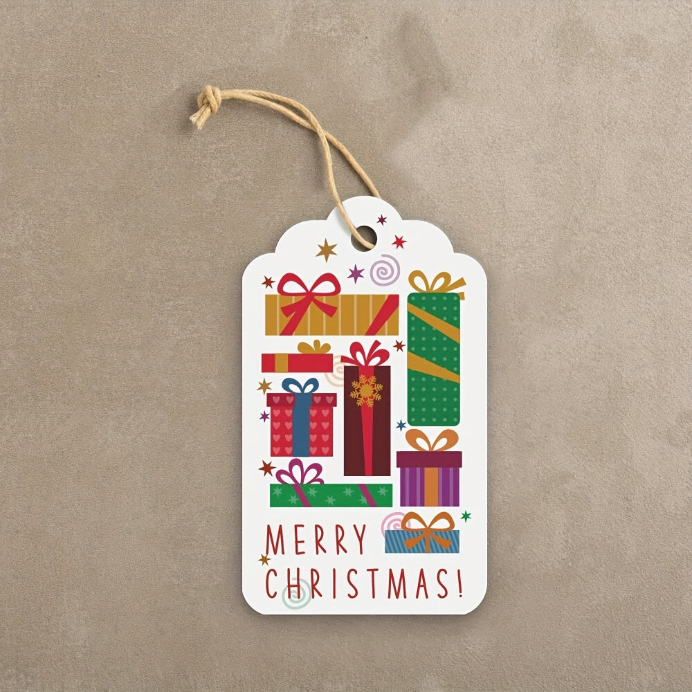 50pcs Merry Christmas Gift Label Hanging Paper Santa Claus DIY Card For Envelope