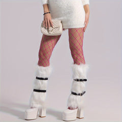 Solid Fuzzy Leg Warmers Warm Knee High Socks Women's Stockings