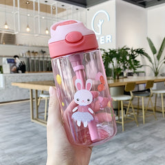480ML Kids Water Bottle BPA Straw Drinking Kettle Healthy Portable Cup