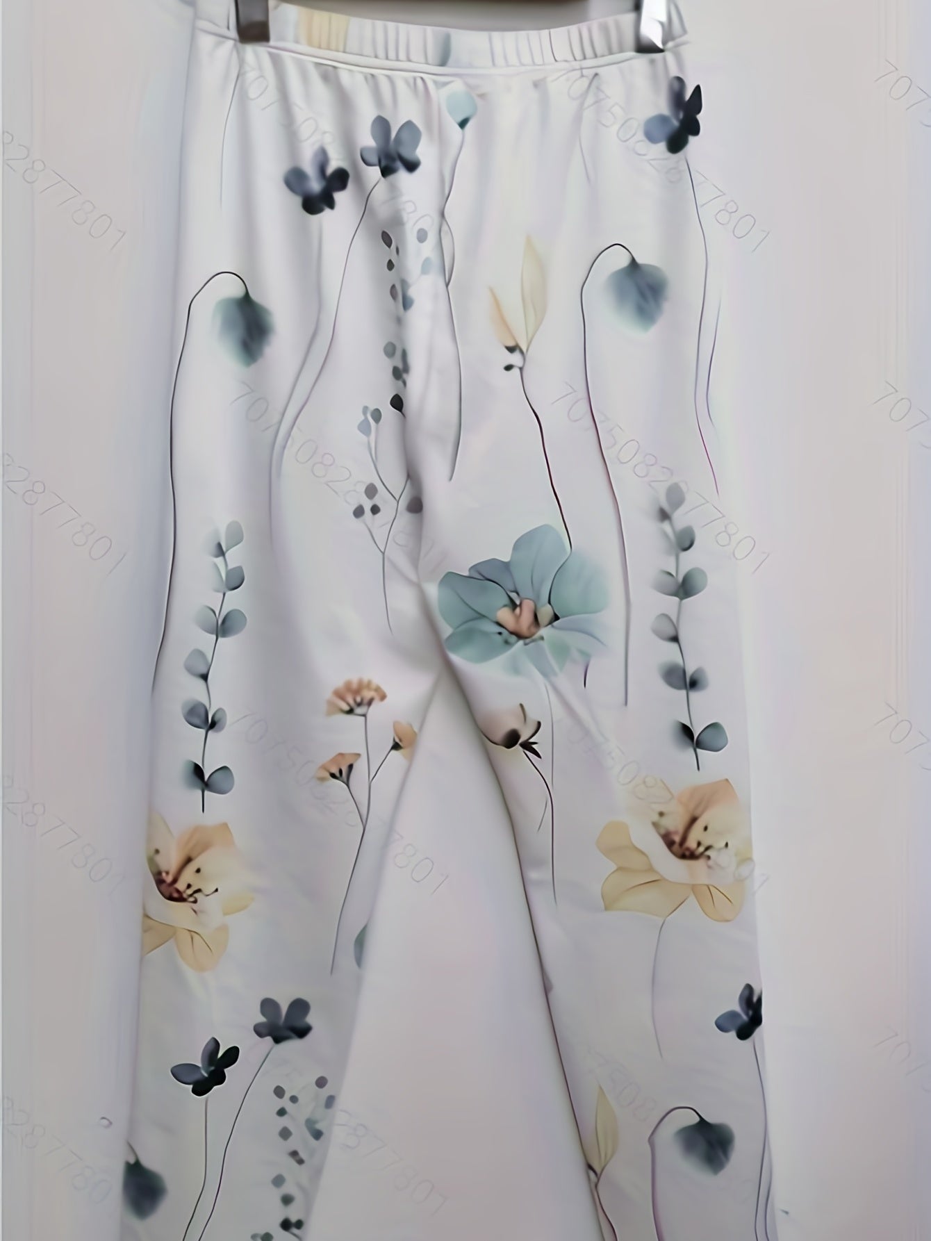 Floral Print Leggings Elastic Waist Long Length Women's Clothing