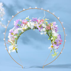 Elegant Floral Bridal Headband with Pearls & Crystals