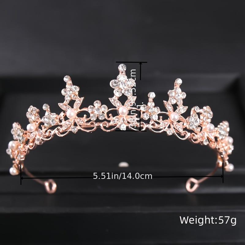 Rose Golden Tiara Bridal Hair Jewelry Wedding Bride