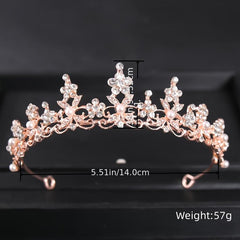 Rose Golden Tiara Bridal Hair Jewelry Wedding Bride