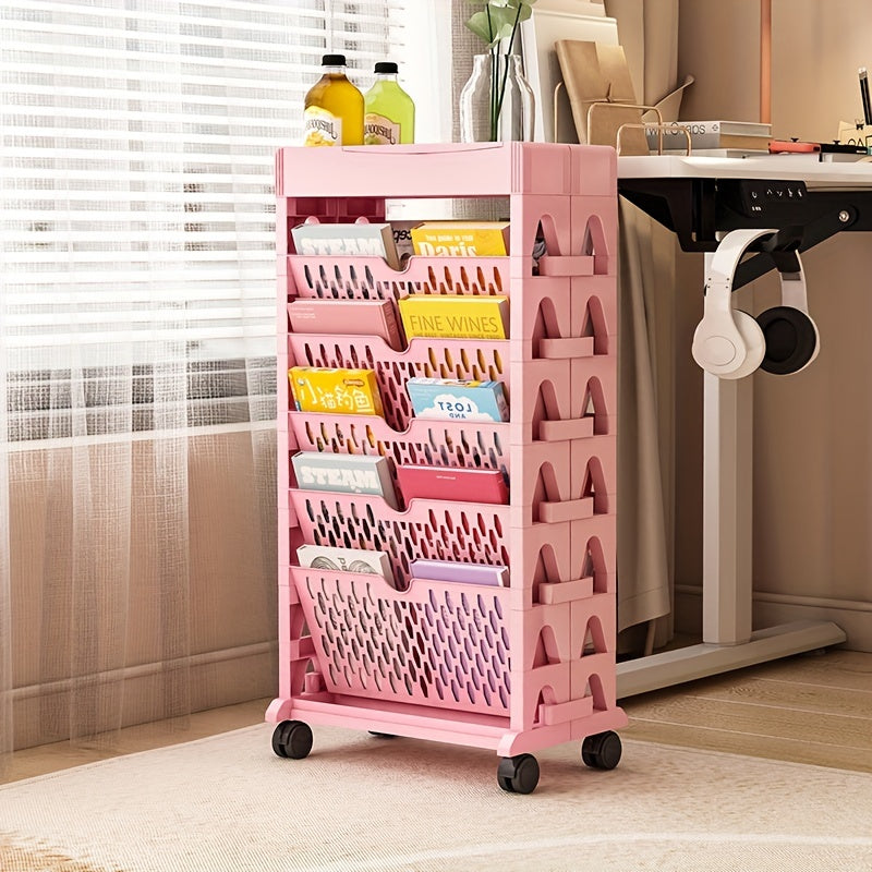 2 Tier Floor Movable Storage Rack - Organize Office Items Efficiently