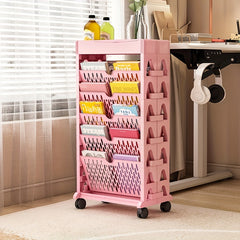 2 Tier Floor Movable Storage Rack - Organize Office Items Efficiently