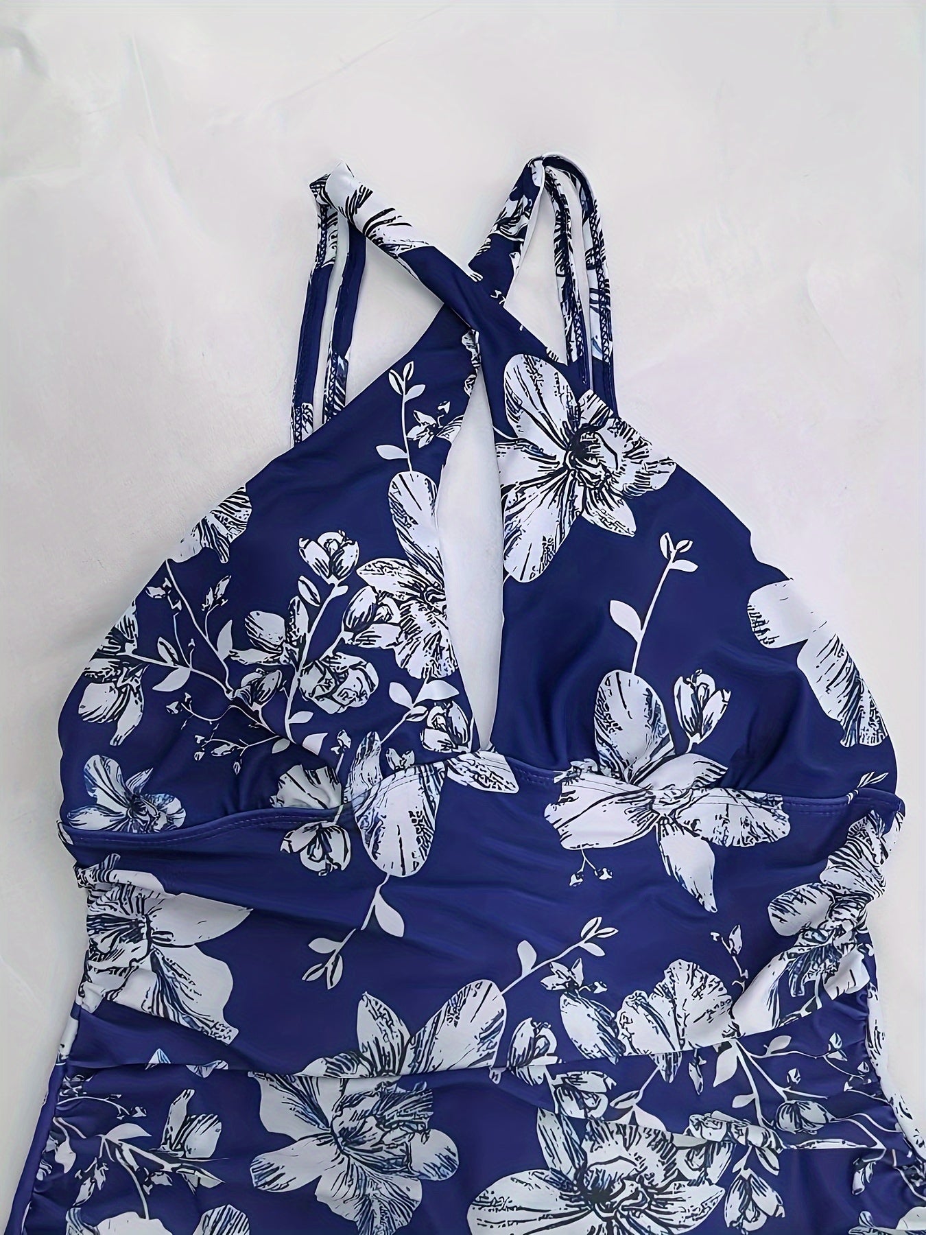 Floral Print Ruched Tummy Control One Piece Swimsuit