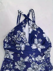 Floral Print Ruched Tummy Control One Piece Swimsuit