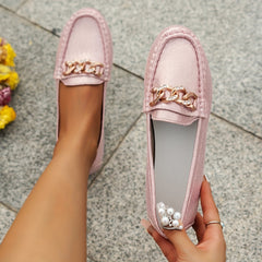 Women's Chain Decor Flat Slip On Shoes Lightweight & Comfortable