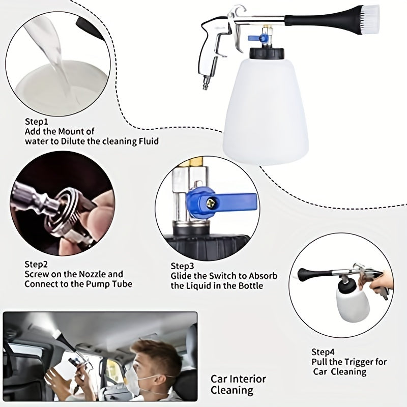 Turbine Cleaning Gun Car Interior Spray Kit 1L Foam Bottle