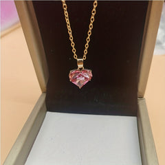 Pink Heart Pendant Necklace for Girls Y2K Jewelry Accessories