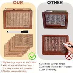 Wooden Savings Bank with Counter Reusable Money Box for Adults