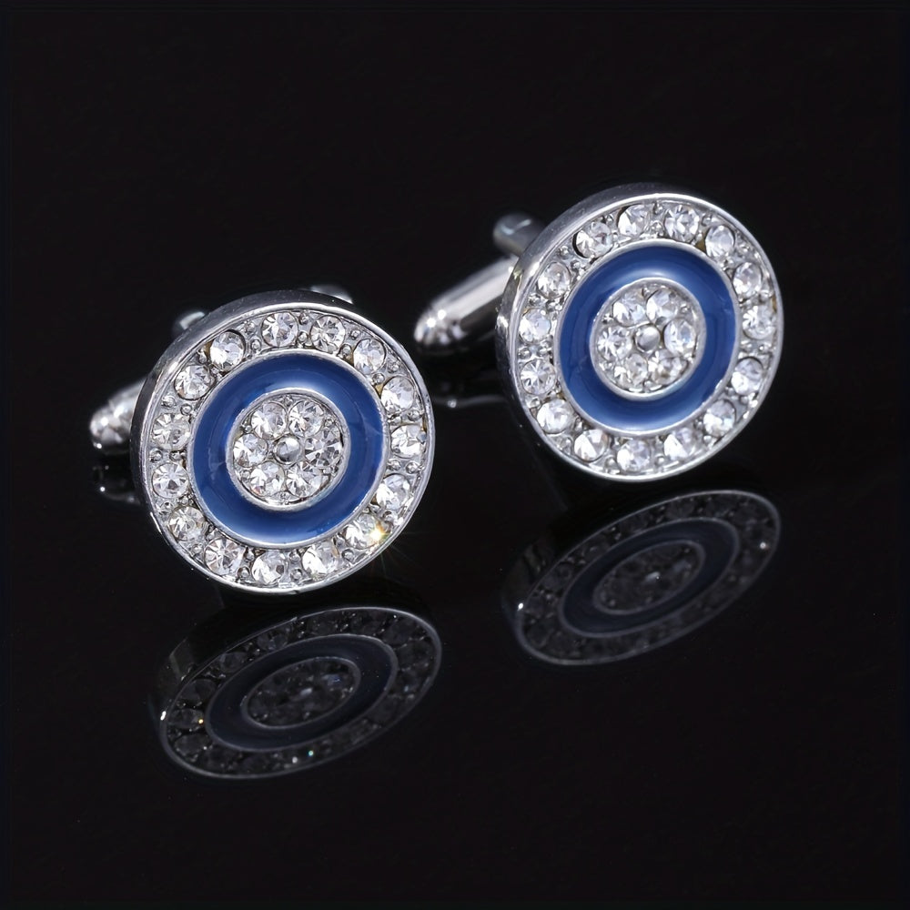 Rhinestone Round Cufflinks Suit Button Cufflinks Sleeves Shirt Studs