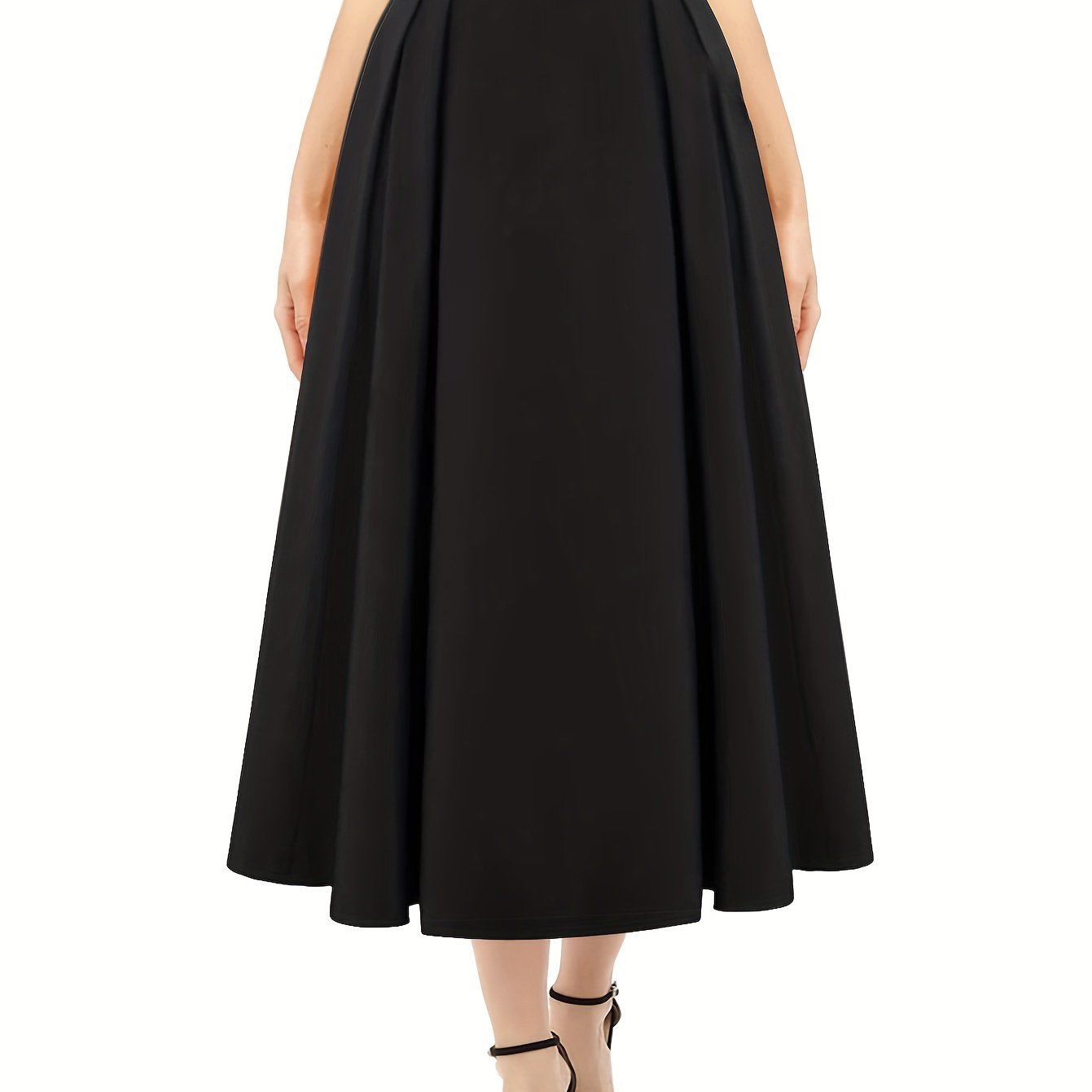 Women's Plus Solid High Rise Swing Maxi Skirt
