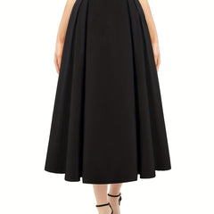 Women's Plus Solid High Rise Swing Maxi Skirt