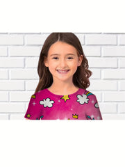 Girls Summer 3D Animal Long Dress Short Sleeve Princess Dress