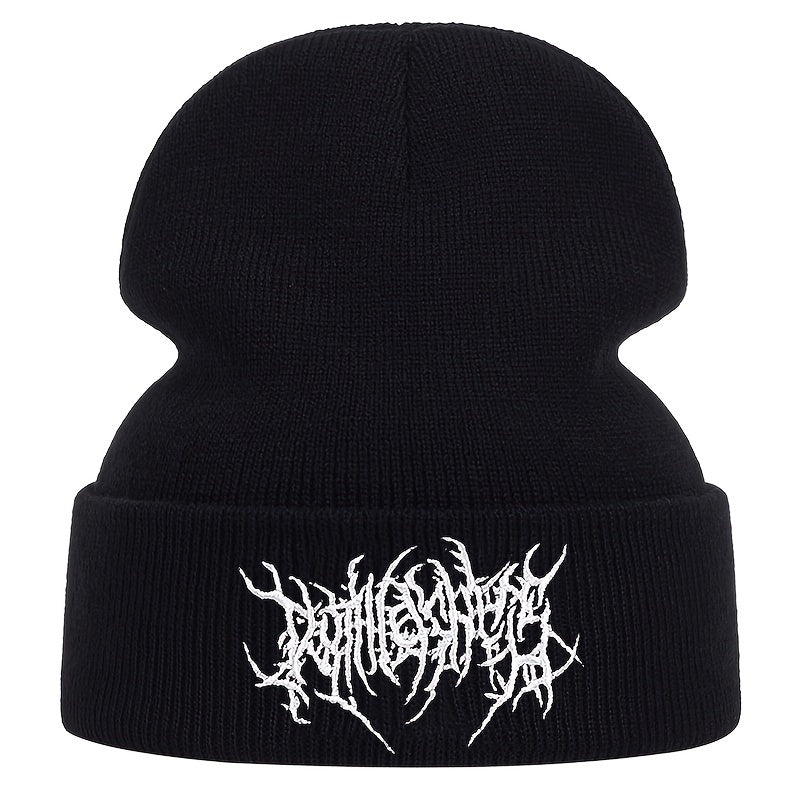 Men's Knitted Embroidered Beanie Hat