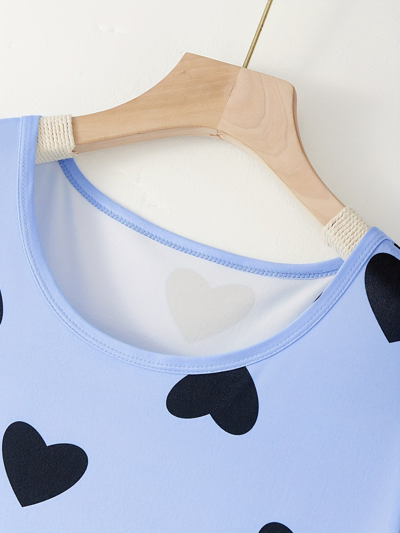 Heart Print Cap Sleeve Tee Sleep Dress