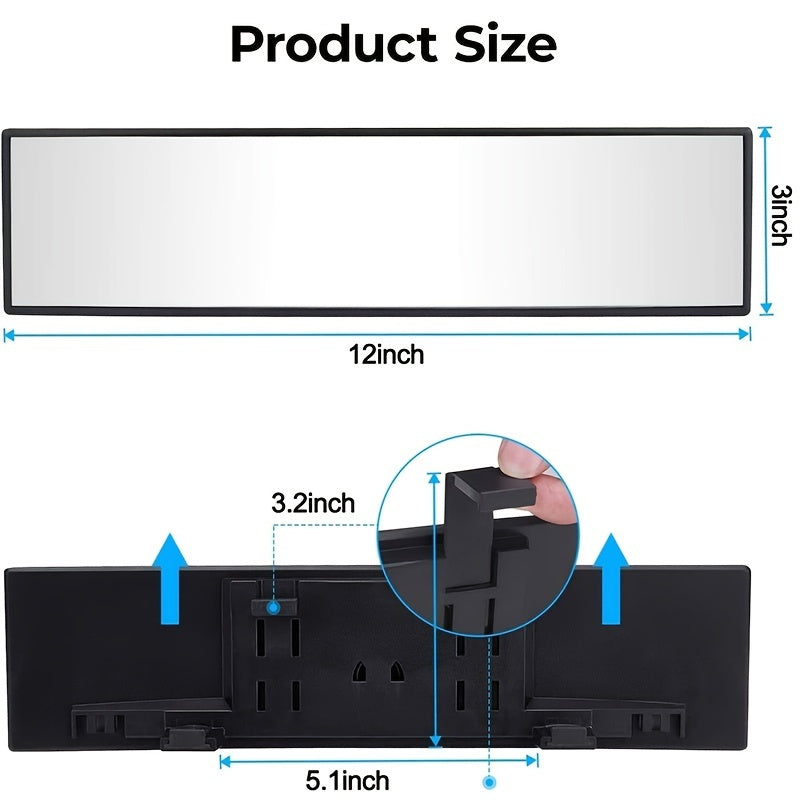 12 inch Panoramic Convex Rearview Mirror Reduce Blind Spot Car SUV Truck