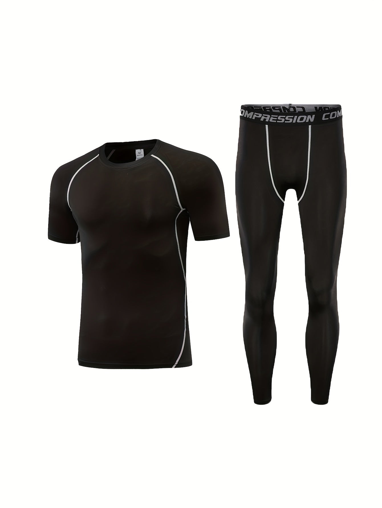 Men's Quick Drying Compression T-shirt & Leggings Set for Basketball Fitness