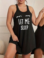 Casual Nightdress Women's Plus Slogan Print Tank