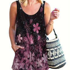 Floral Print Scoop Neck Romper Jumpsuit Women's Clothing