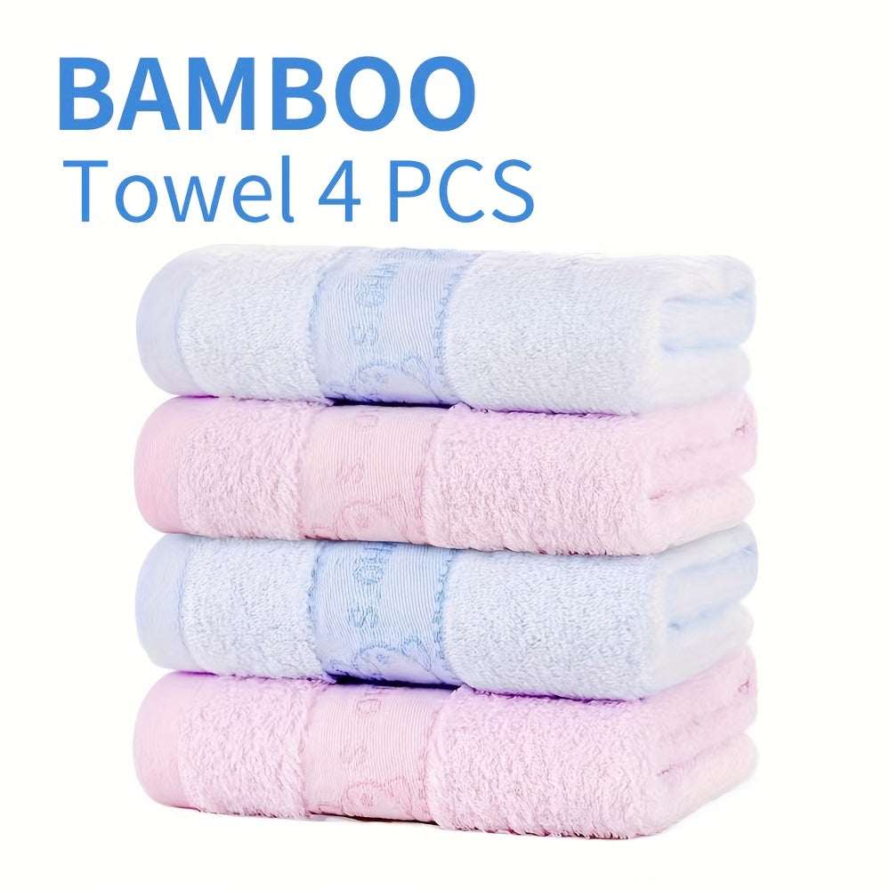 4pc Bamboo Fiber Towel Absorbent Towels for Adults & Child