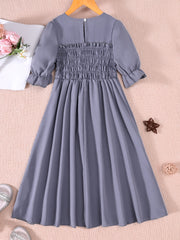 Girls Puff Sleeve Floral Dress For Party Kids Summer Clothes