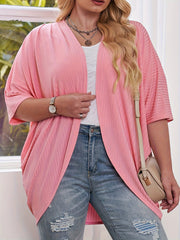 Ribbed Batwing Sleeve Open Front Cardigan