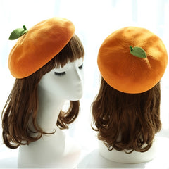 Small Leaf Beret Hat Orange Breathable Beret Gift For Her