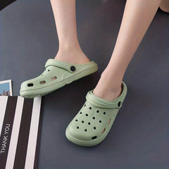 Women's Solid Garden Clogs Hollow Out Closed Toe Slide Shoes